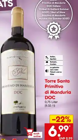 Netto Marken-Discount Torre Santa Primitivo di Manduria DOC Angebot