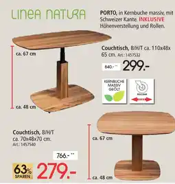 Zurbrüggen Linea natura couchtisch porto ca. 110x48x65 cm Angebot