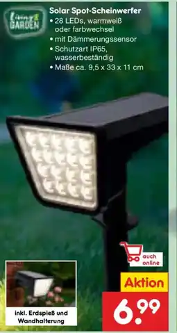Netto Marken-Discount Living & GARDEN Solar Spot-Scheinwerfer Angebot