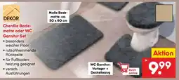 Netto Marken-Discount DEKOR Chenille Bade- matte oder WC Garnitur Set Angebot