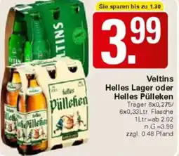 WEZ Veltins Helles Lager oder Helles Pülleken Angebot