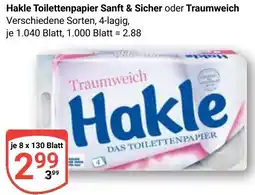 Globus Hakle Toilettenpapier Sanft & Sicher oder Traumweich Angebot