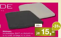 Möbel Inhofer Sitzkissen uni dunkelgrau Angebot
