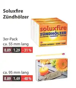 V Markt Soluxfire zündhölzer 3er-pack ca. 55 mm lang Angebot