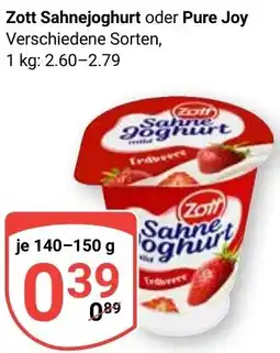 Globus Zott Sahnejoghurt oder Pure Joy Angebot