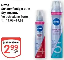 Globus Nivea Schaumfestiger oder Stylingspray Angebot