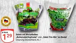 Globus Salate mit Wurzelballen: ,,Buttersalat/Kopfsalat" oder „,Salat-Trio-Mix" im Beutel Angebot