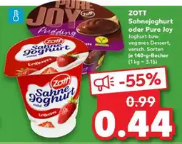 Kaufland Zott Sahnejoghurt oder Pure Joy Angebot