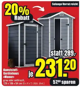 B1 Discount Baumarkt Kunststoff- Gerätehaus >>Manor<< Angebot