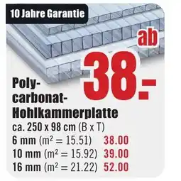 B1 Discount Baumarkt Polycarbonat- Hohlkammerplatte Angebot