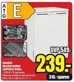 B1 Discount Baumarkt Exquisit Geschirrspüler >>GSP6012-030E<< Angebot