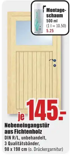 B1 Discount Baumarkt Nebeneingangstür aus Fichtenholz Angebot