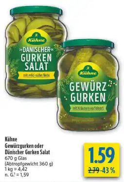 diska Kühne Gewürzgurken oder Dänischer Gurken Salat Angebot