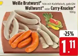 Edeka Weiße Bratwurst, Wollwurst oder Curry-Knacker Angebot
