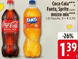 E-Center Coca-Cola, Fanta, Sprite oder mezzo mix Angebot