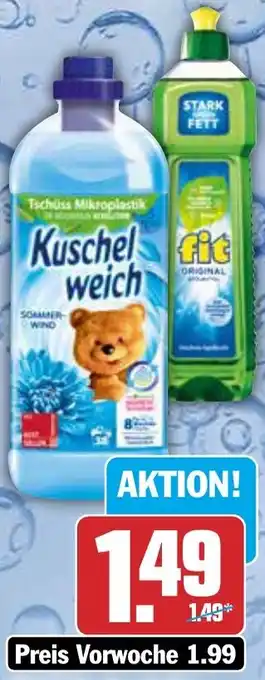 AEZ Kuschelweich Weichspüler oder fit Handgeschirrspülmittel Angebot
