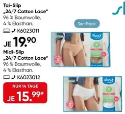 Galeria Sloggi Tai-Slip „24/7 Cotton Lace" oder Midi-Slip Angebot