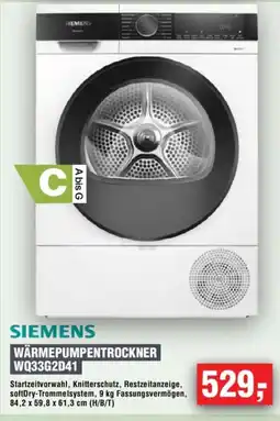 Handelshof SIEMENS WÄRMEPUMPENTROCKNER WQ33G2D41 Angebot
