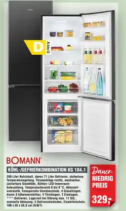 Handelshof BOMANN KÜHL-/GEFRIERKOMBINATION KG 184.1 Angebot