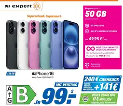 Expert Apple iPhone 16 + MagentaMobil M 50 GB Angebot