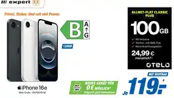 Expert Apple iPhone 16e 128GB + ALLNET-FLAT CLASSIC PLUS 100GB Angebot