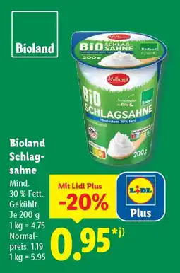 Lidl Bioland Schlagsahne Angebot