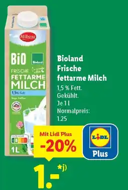 Lidl Bioland Frische fettarme Milch Angebot