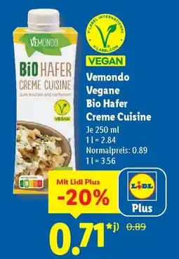 Lidl Vemondo Vegane Bio Hafer Creme Cuisine Angebot