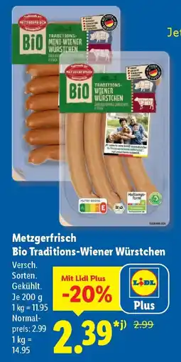 Lidl Metzgerfrisch Bio Traditions-Wiener Würstchen Angebot