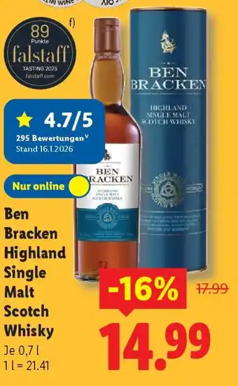 Lidl Ben Bracken Highland Single Malt Scotch Whisky Angebot