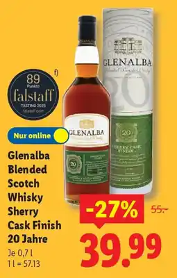Lidl Glenalba Blended Scotch Whisky Sherry Cask Finish 20 Jahre Angebot