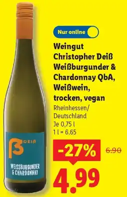 Lidl Weingut Christopher Deiß Weißburgunder & Chardonnay QbA, Weißwein, trocken, vegan Angebot