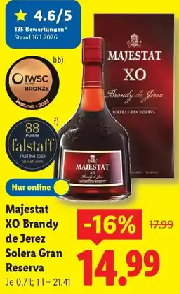 Lidl Majestat XO Brandy de Jerez Solera Gran Reserva Angebot