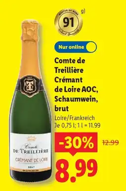 Lidl Comte de Treillière Crémant de Loire AOC, Schaumwein, brut Angebot