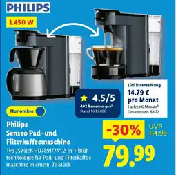 Lidl Philips Senseo Pad- und Filterkaffeemaschine Angebot