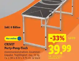 Lidl CRIVIT Party-Pong-Tisch Angebot