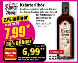 Norma Zinnaer Kloster Bruder Kräuterlikör Angebot