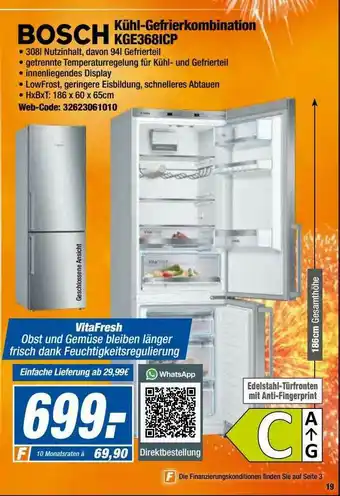 Expert Bosch Kühl-gefrierkombination Hge368icp Angebot