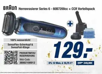 Expert Bening Braun Herrenrasierer Series 6 - 60b7200cc + Ccr Vorteilspack Angebot