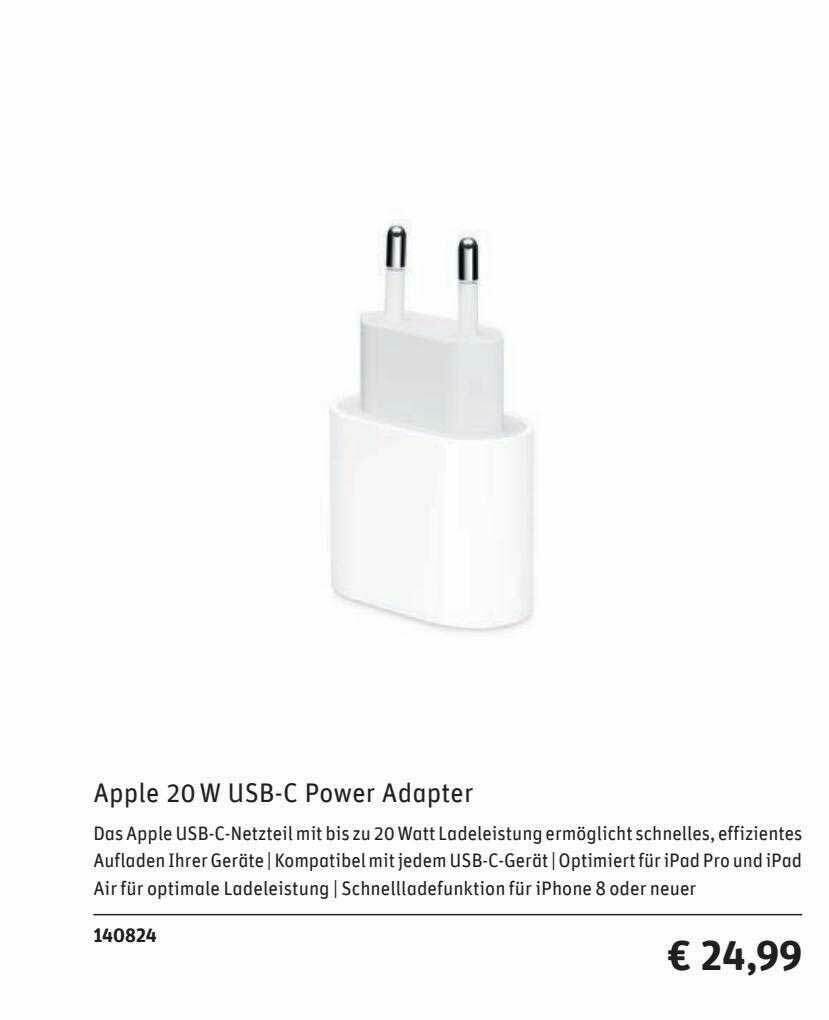 Apple 20w Usbc Power Adapter Angebot bei Gravis