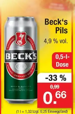 Zimmermann Beck's pils Angebot