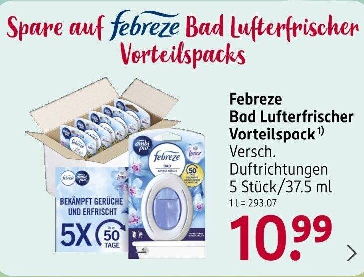 Febreze Bad Lufterfrischer Vorteilspack 37,5 ml Angebot bei Rossmann