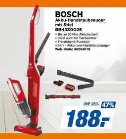 expert Techno Land BOSCH Akku-Handstaubsauger mit Stiel BBH3ZOO25 Angebot