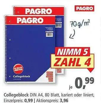 Pfennigpfeiffer Collegeblock Din A4 Pagro Angebot