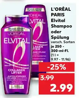 Kaufland L'ORÉAL PARIS Elvital Shampoo oder Spülung Angebot
