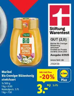 Lidl Maribel Bio Cremiger Blütenhonig streichzart Angebot