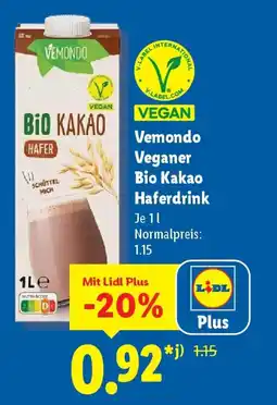 Lidl Vemondo Veganer Bio Kakao Haferdrink Angebot