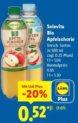 Lidl Solevita Bio Apfelschorle Angebot