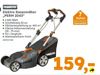 Globus Baumarkt PRIMASTER Elektro Rasenmäher "PERM 2043" Angebot