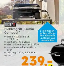 Globus Baumarkt weber Elektrogrill,,Lumin Compact" Angebot